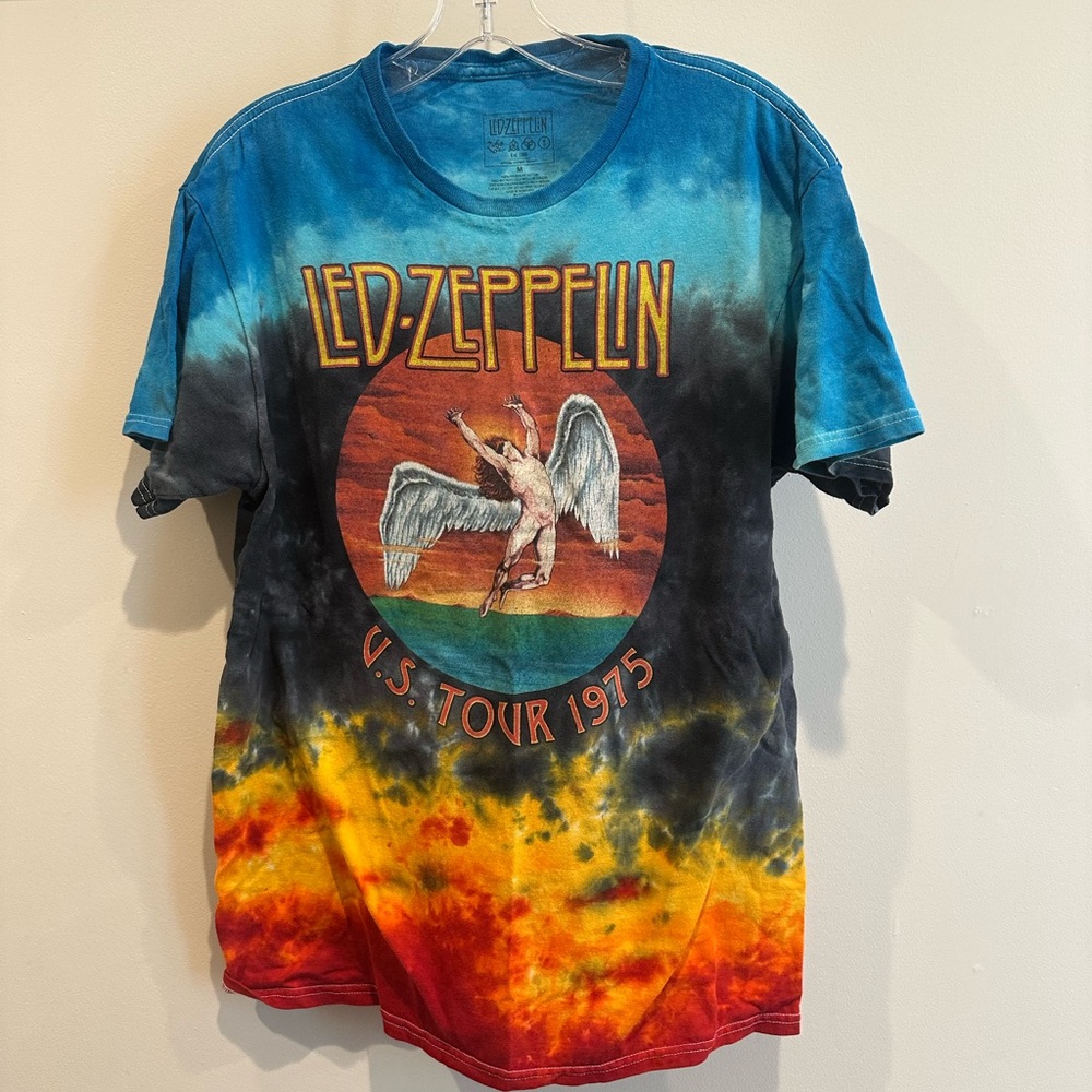 Led Zeppelin US Tour 1975 Tie Dye Vintage Graphic T-Shirt Size Medium